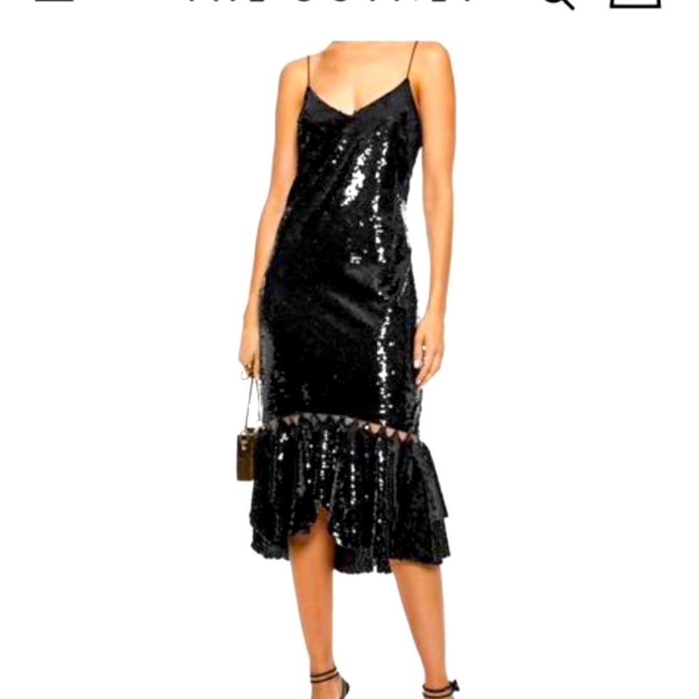 SACHIN & BABI black sequin midi dress sz 0